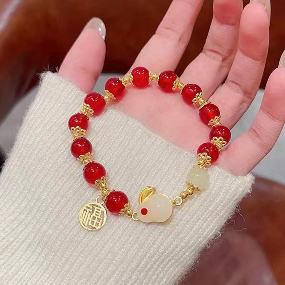 NWT Red Beaded Rabbit Bracelet